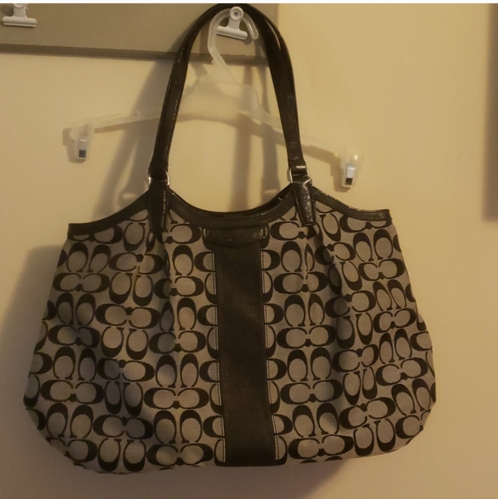 Coach Black and Silver Shoulder Bag Purse